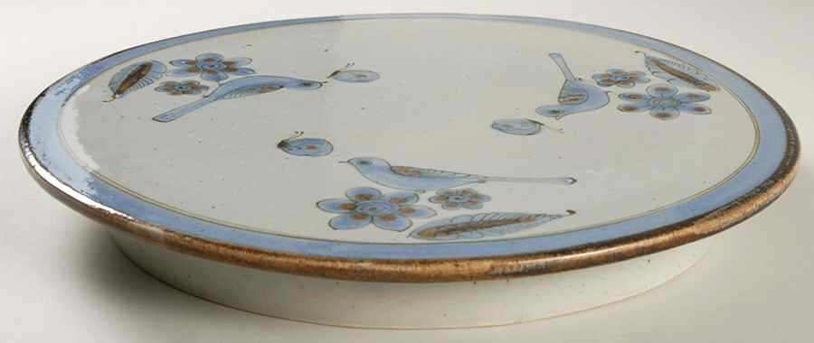 El Palomar Blue 13" Diameter Pedestal Cake Stand by Ken Edwards Pottery-1