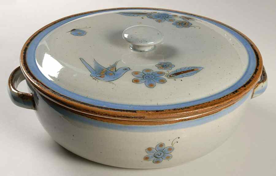 El Palomar Blue 3 Quart Round Covered Casserole by Ken Edwards Pottery-1