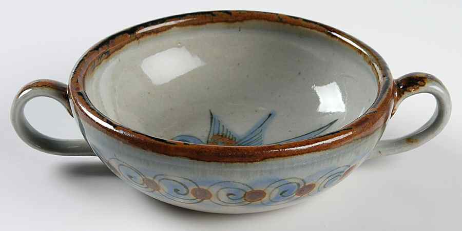 El Palomar Blue Cream Soup Bowl by Ken Edwards Pottery-1