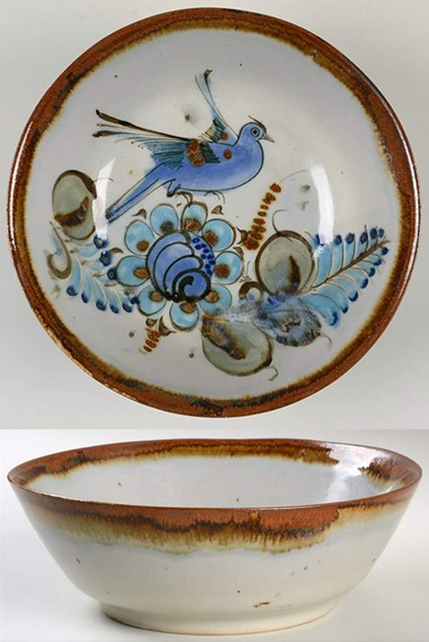 El Palomar Blue 8" Round Vegetable Bowl by Ken Edwards Pottery-1