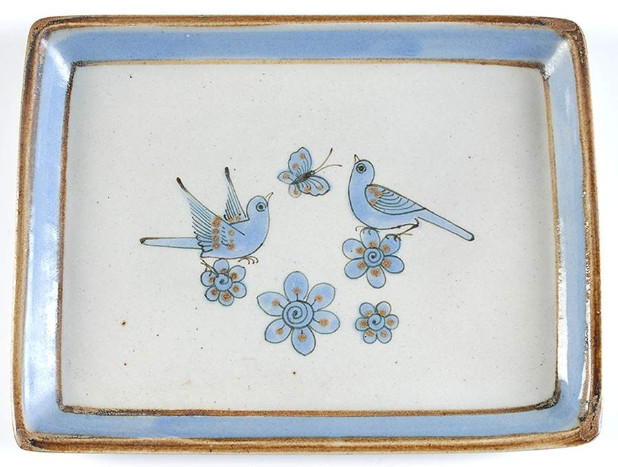 El Palomar Blue 11" Rectangular Serving Platter by Ken Edwards Pottery-1