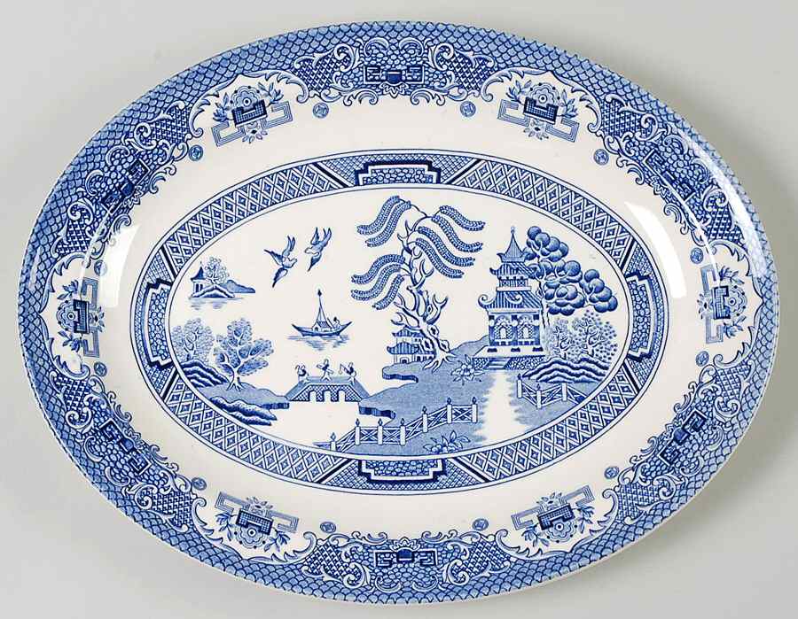 Blue Willow 11" Oval Serving Platter by English Ironstone Tableware-1