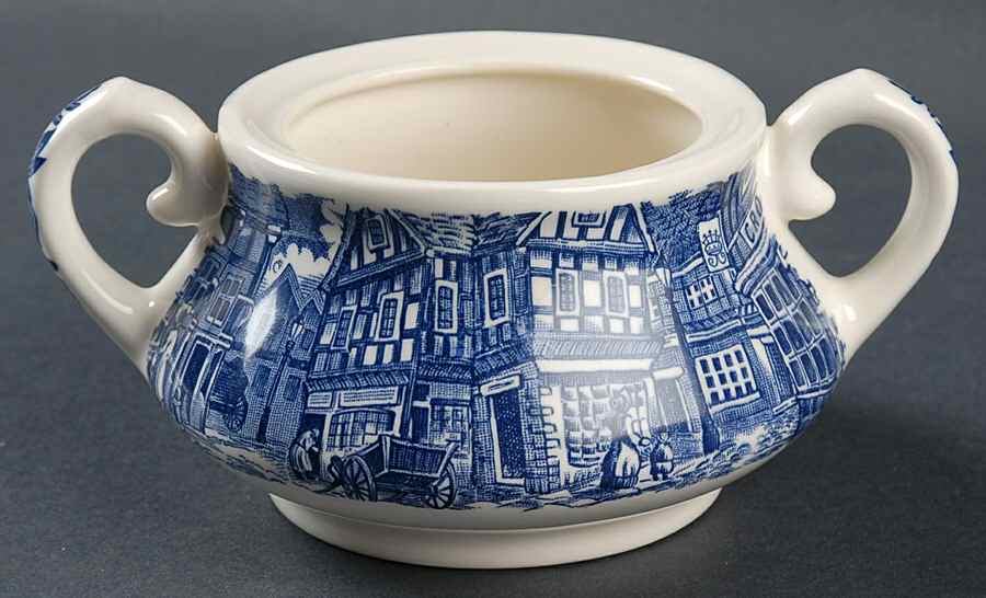 Dickens Series Blue Sugar Bowl No Lid by English Ironstone Tableware-1