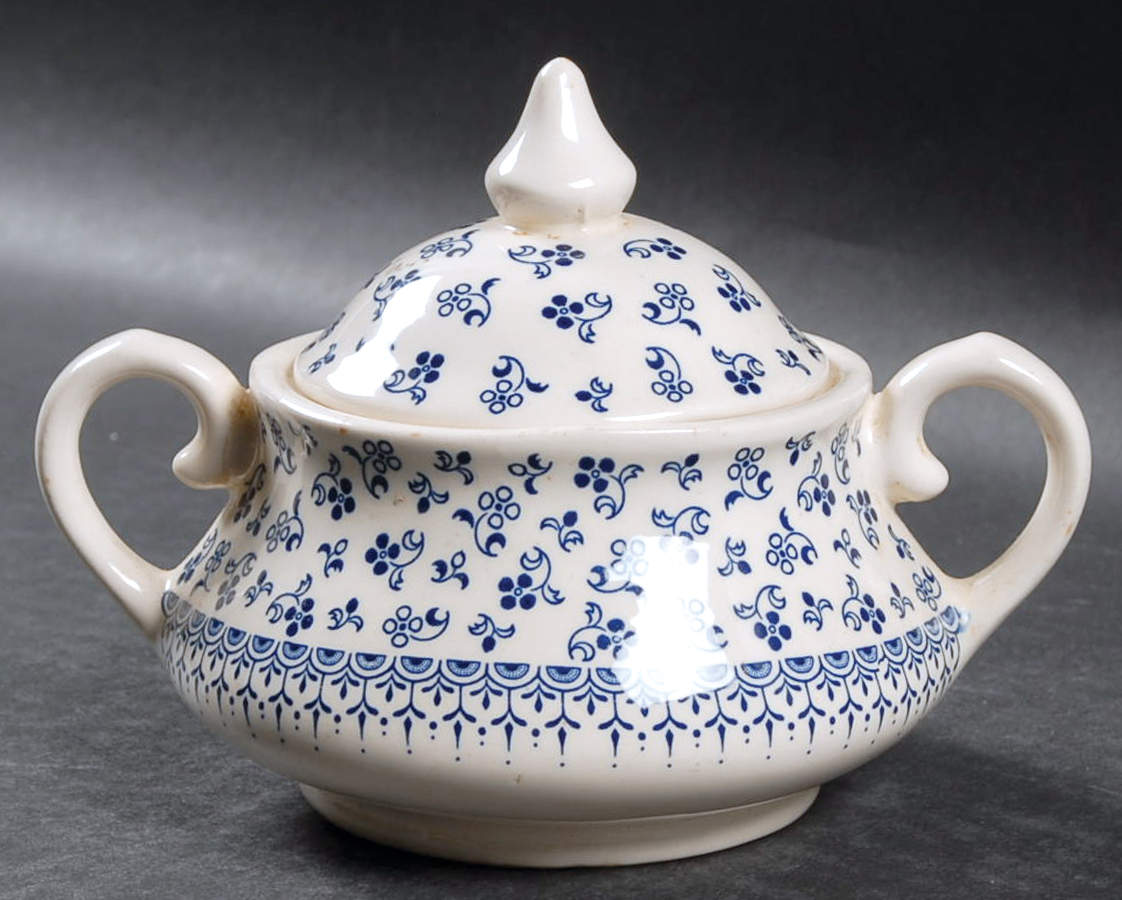 EIT6 Blue Sugar Bowl & Lid by English Ironstone Tableware-1