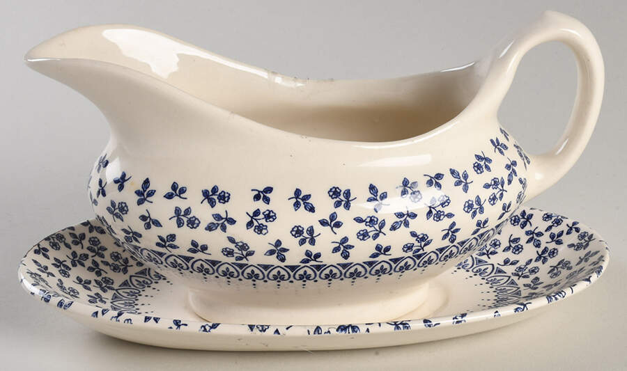 EIT6 Blue Gravy Boat & Underplate by English Ironstone Tableware-1
