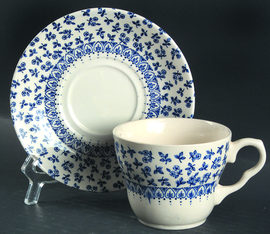 Provence Blue Flat Cup & Saucer Set by English Ironstone Tableware-1