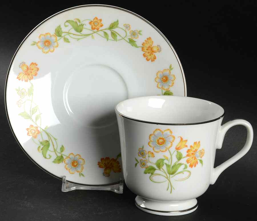 Floral Generation Footed Cup & Saucer Set by Ekco-1