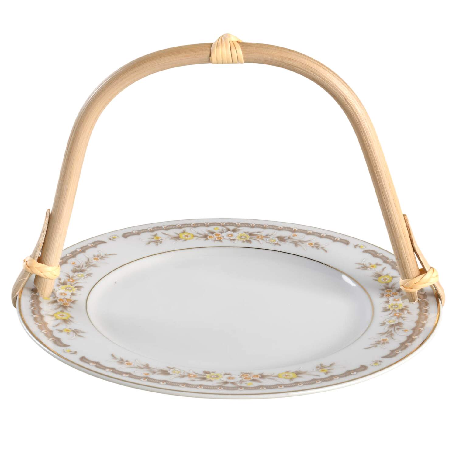 Golden Autumn 5 3/8"-5 5/8" Bamboo Handled Serving Plate  HC by Ekco-1