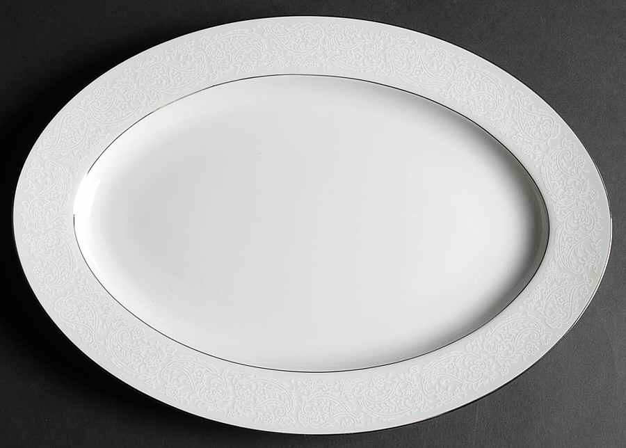 Monique Lace 14" Oval Serving Platter by Ekco-1