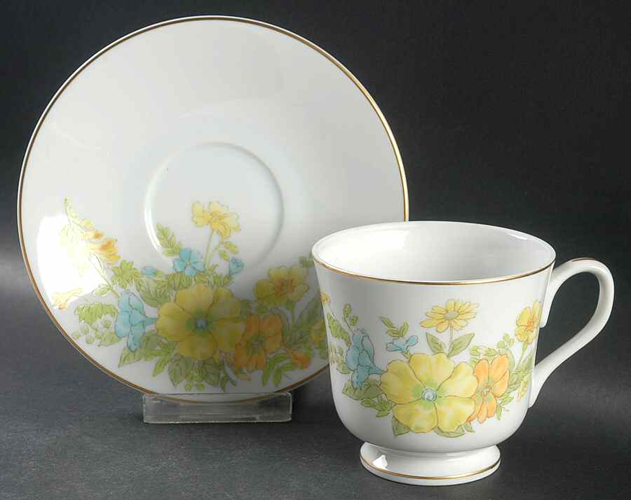 Spring Bouquet Footed Cup & Saucer Set by Ekco-1
