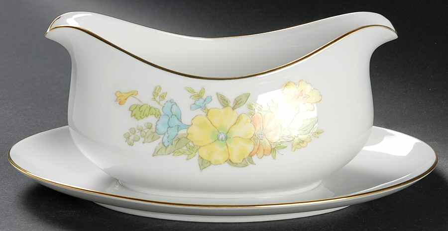 Spring Bouquet Gravy Boat with Attached Underplate by Ekco-1