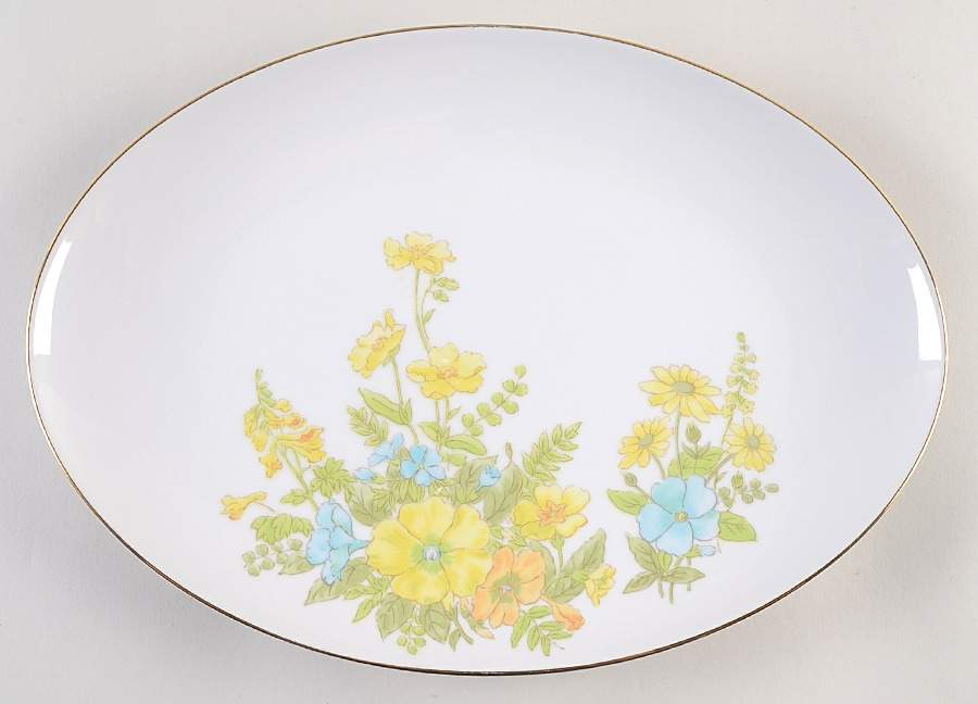 Spring Bouquet 14" Oval Serving Platter by Ekco-1
