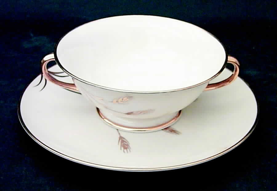 California Wheat Footed Cream Soup Bowl & Saucer Set by El Camino-1