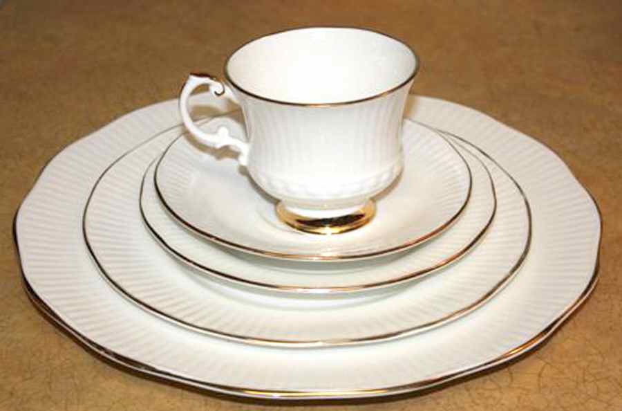 Charmaine (Gold Trim) Footed Cup & Saucer Set by Elizabethan-1