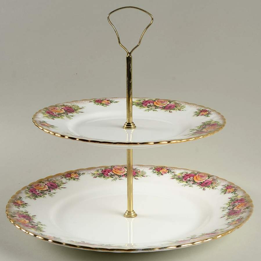 English Garden 2 Tiered Serving Tray (Dinner & Salad Plate) by Elizabethan-1