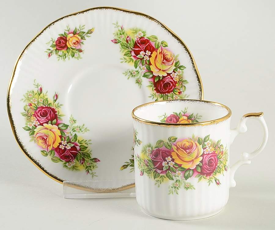 English Garden Flat Demitasse Cup & Saucer Set by Elizabethan-1