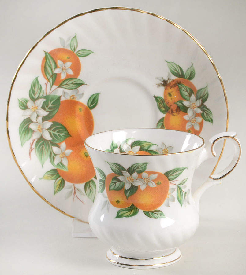 Florida Oranges Footed Demitasse Cup & Saucer Set by Elizabethan-1