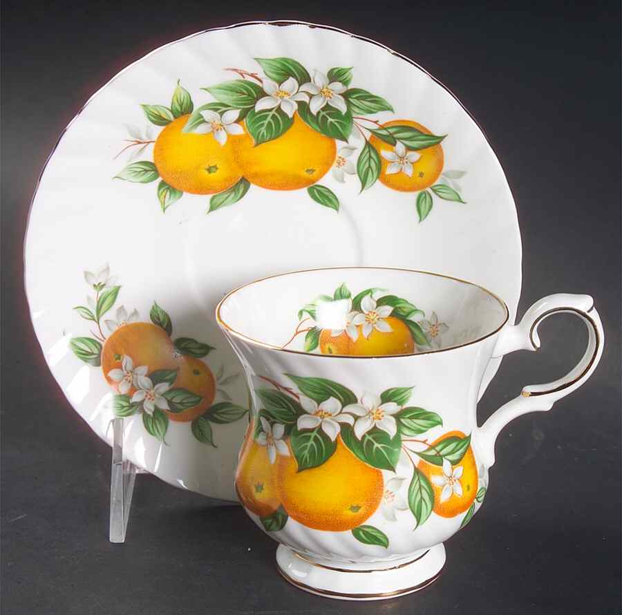 Florida Oranges Footed Cup & Saucer Set by Elizabethan-1