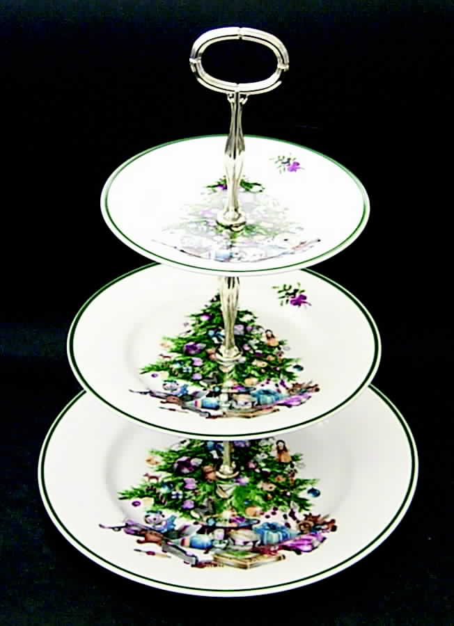 Seasons Greetings 3-Tiered Serving Tray (DP, SP, BB) by Elizabethan-1