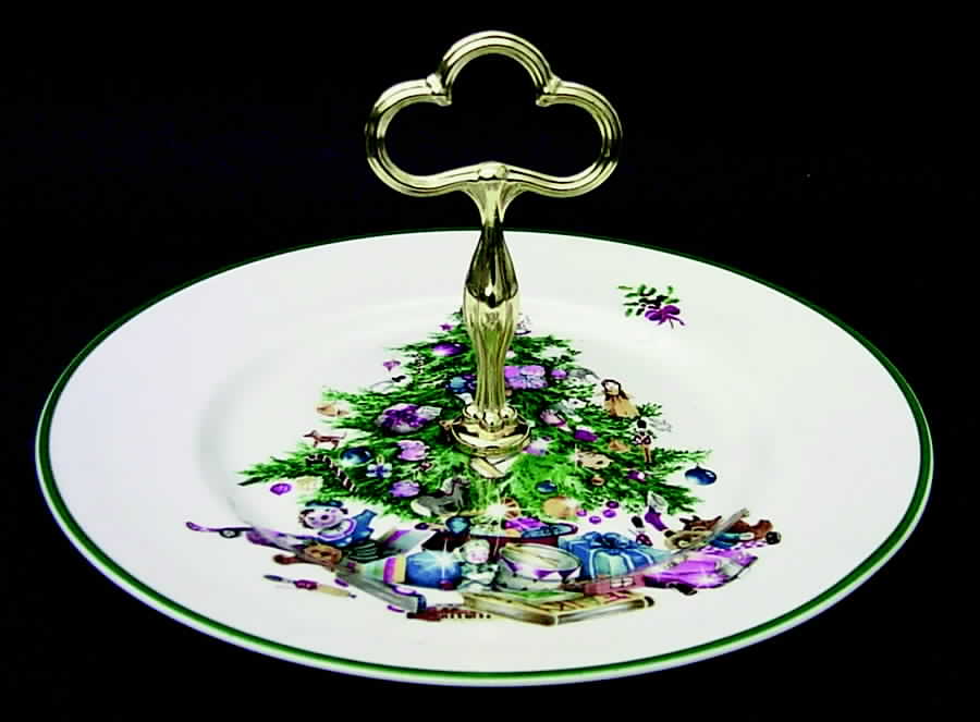 Seasons Greetings Round Serving Plate with Handle (DP) by Elizabethan-1
