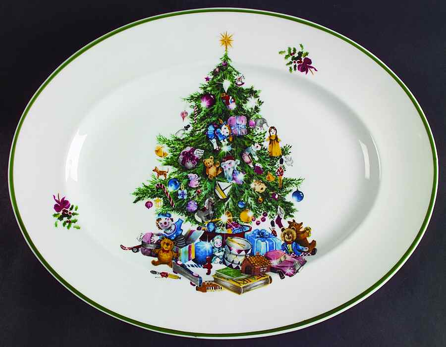 Seasons Greetings 13" Oval Serving Platter by Elizabethan-1