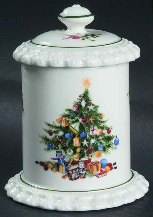 Seasons Greetings Cotton Ball Jar and Lid by Elizabethan-1
