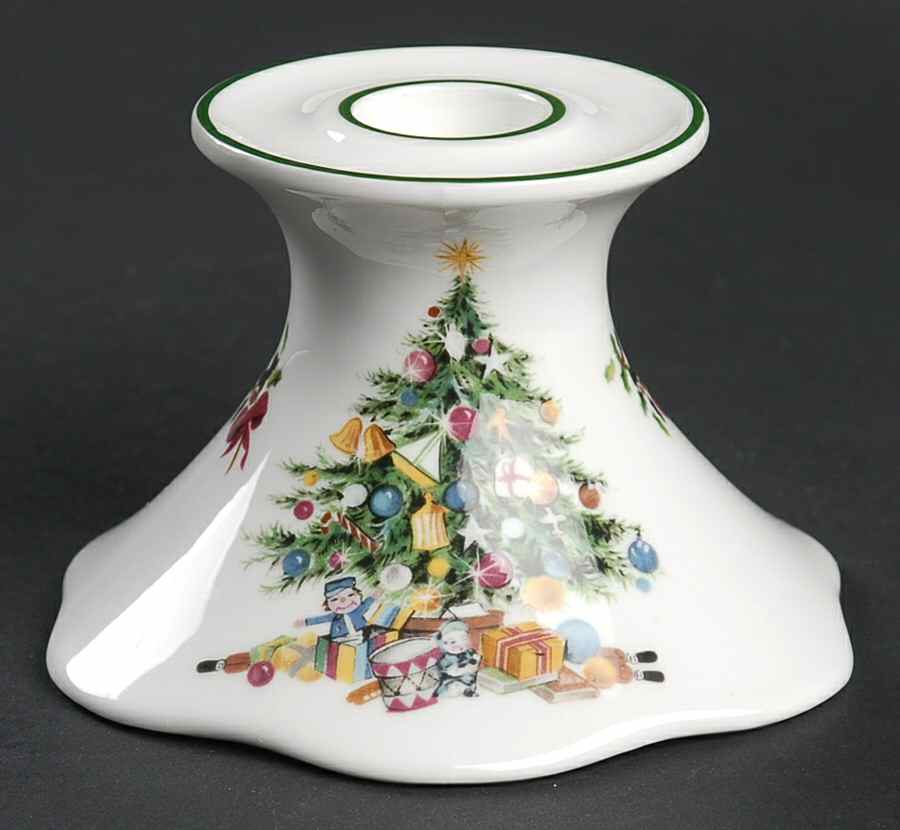 Seasons Greetings Single Light Candlestick by Elizabethan-1