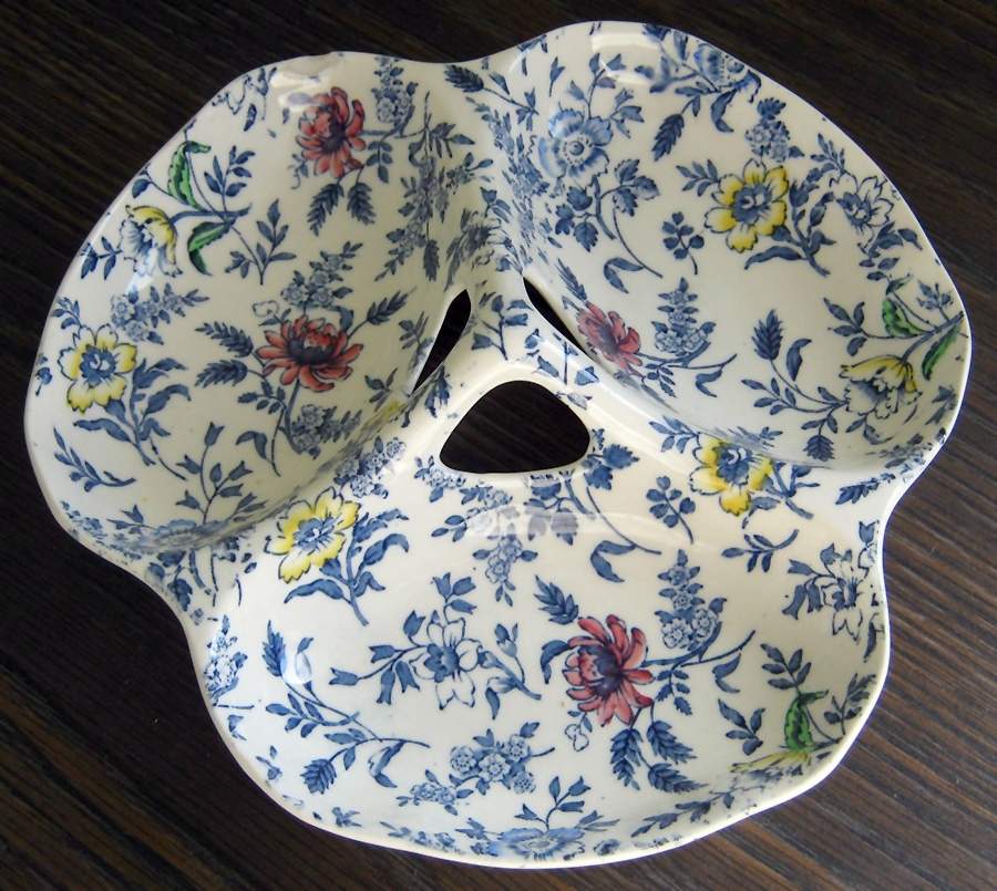 Empire Chintz Blue Multicolored 3-Part Relish by Empire Porcelain -1