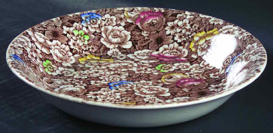 Rosalie Brown Multicolor Coupe Soup Bowl by Empire Porcelain -1