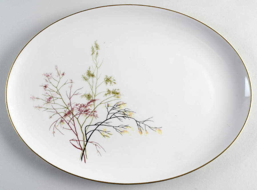 EMB2 (Gold Trim) 15" Oval Serving Platter by Embassy (American)-1