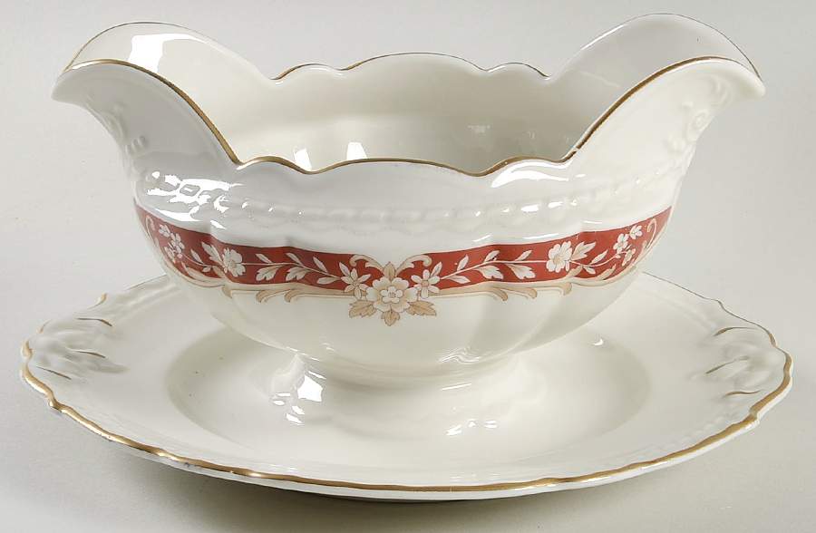 EMB20 (AMERICAN) Round Gravy Boat/Attached Underplate by Embassy (American)-1