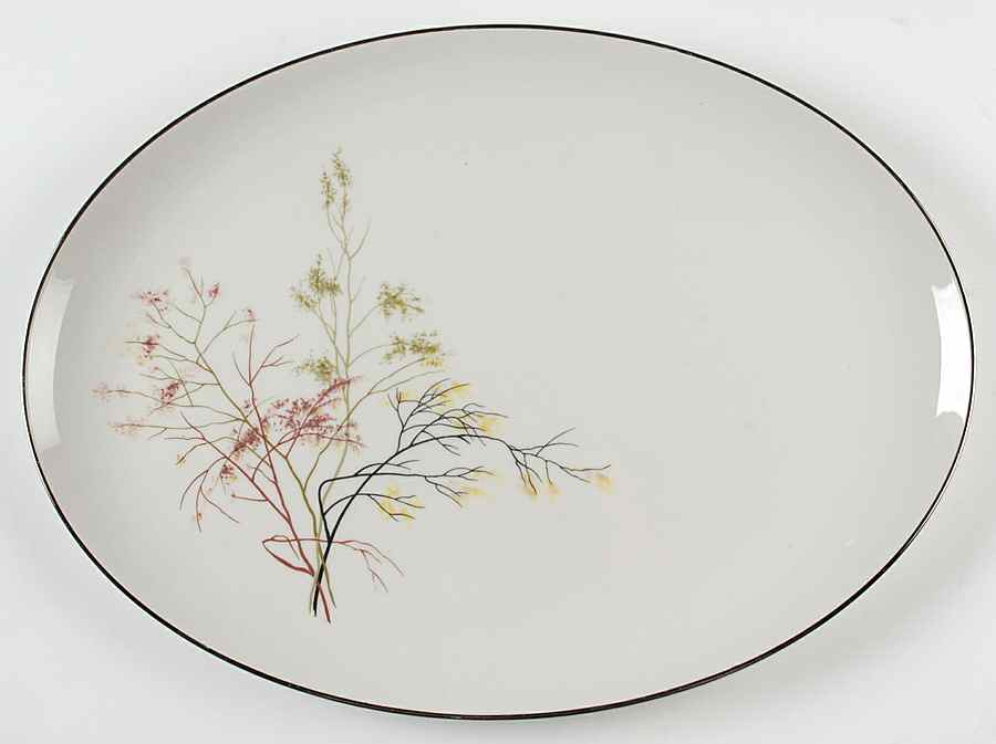 EMB34 (Platinum Trim) 15" Oval Serving Platter by Embassy (American)-1