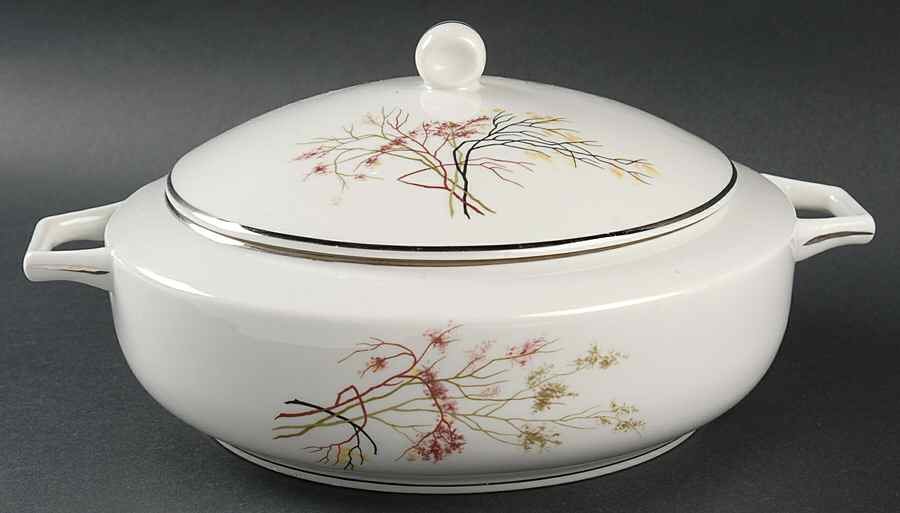 EMB34 (Platinum Trim) Round Covered Vegetable by Embassy (American)-1