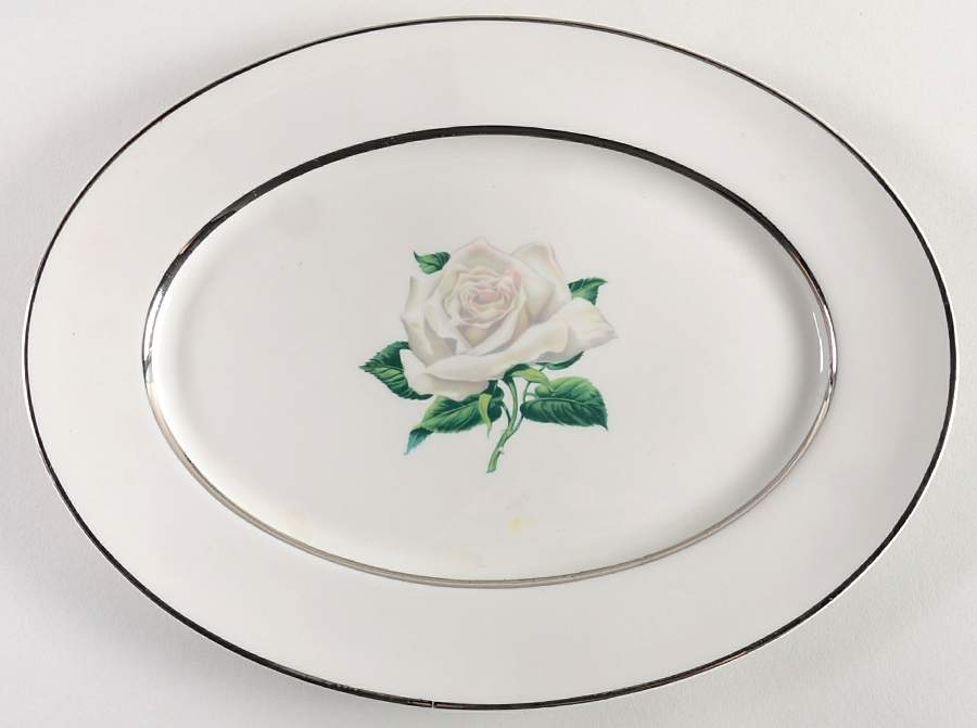 Gray Rose 11" Oval Serving Platter by Embassy (American)-1