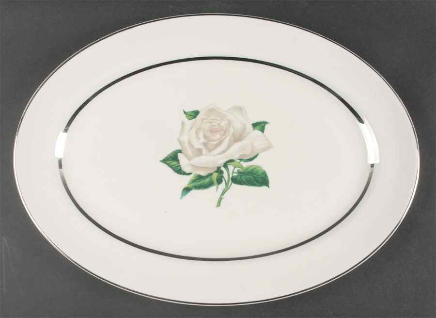 Gray Rose 15" Oval Serving Platter by Embassy (American)-1