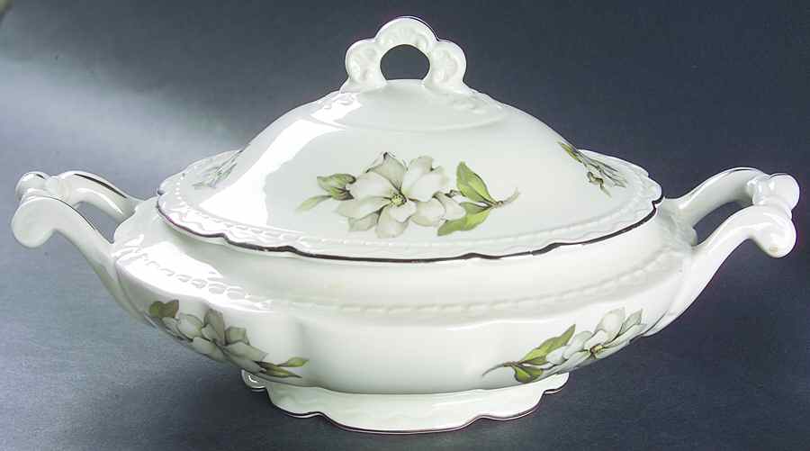 Silver Gardenia (Rim, Scalloped) Oval Covered Vegetable by Embassy (American)-1