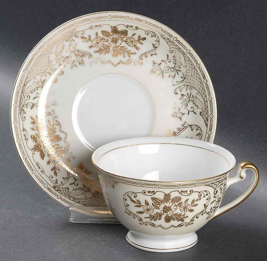 Coronation Footed Cup & Saucer Set by Empress (Japan)-1