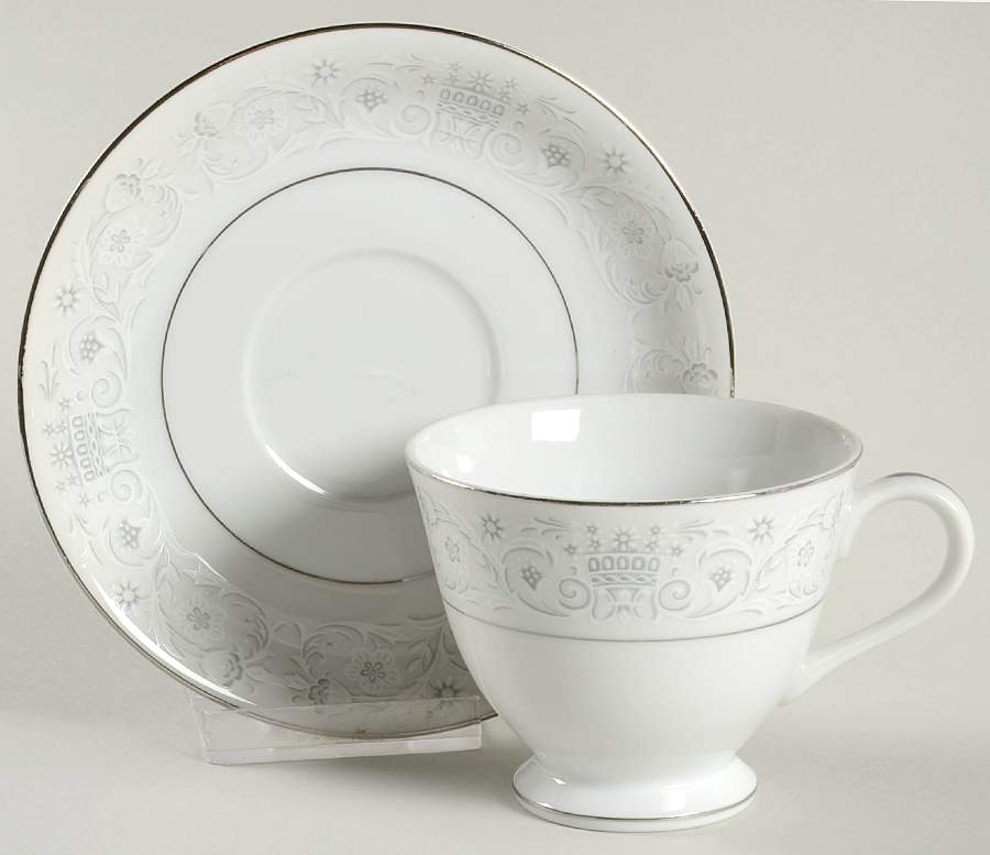 Damask Footed Cup & Saucer Set by Empress (Japan)-1