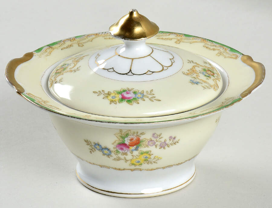 Flora (No #) Sugar Bowl & Lid by Empress (Japan)-1