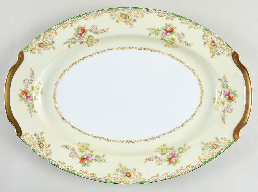 Flora (No #) 15" Oval Serving Platter by Empress (Japan)-1