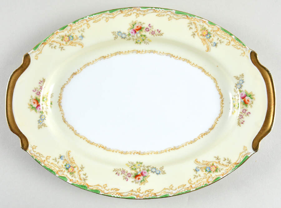 Flora (No #) 11" Oval Serving Platter by Empress (Japan)-1