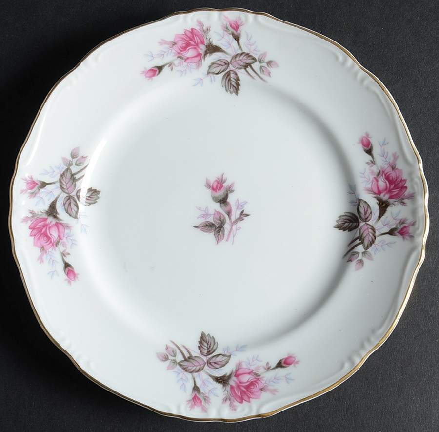 Gray Moss Rose (Scalloped) Bread & Butter Plate by Empress (Japan)-1