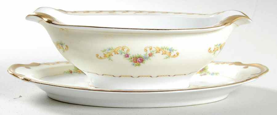 Minuet Gravy Boat with Attached Underplate by Empress (Japan)-1