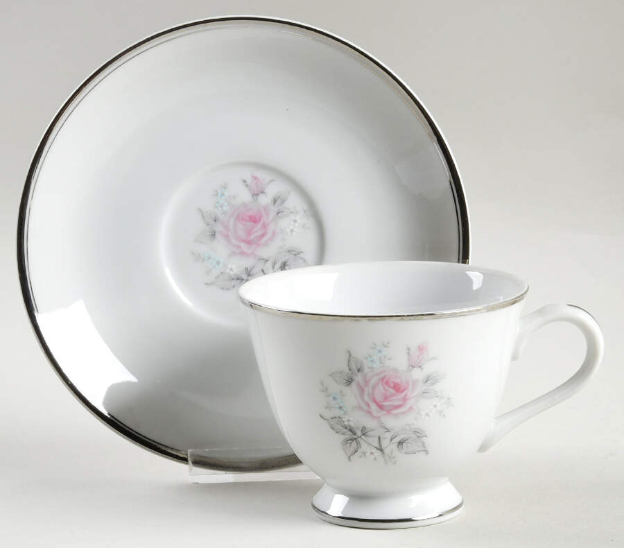 Rosetta Footed Cup & Saucer Set by Empress (Japan)-1