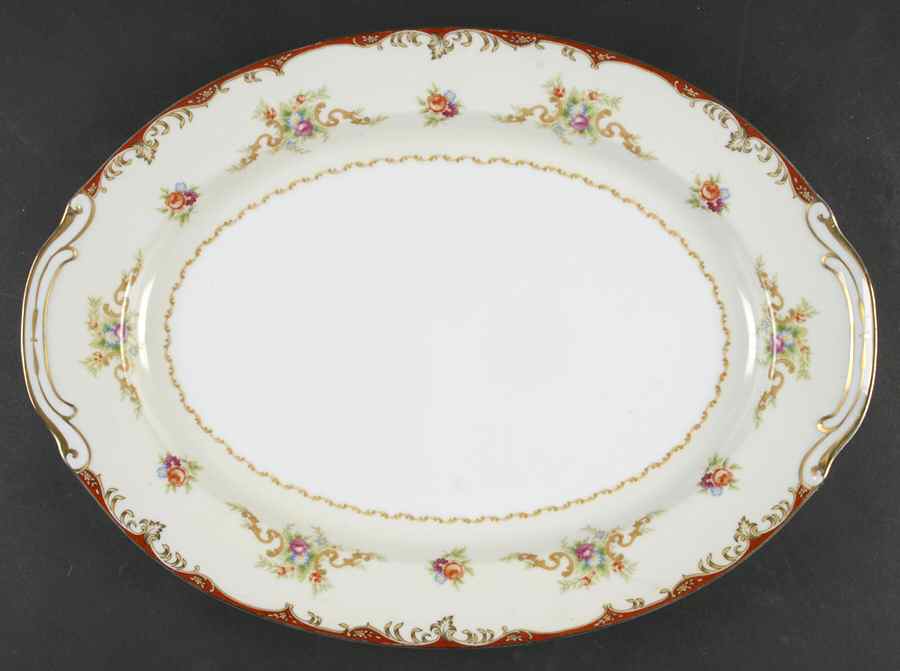 Roselle 16" Oval Serving Platter by Empress (Japan)-1