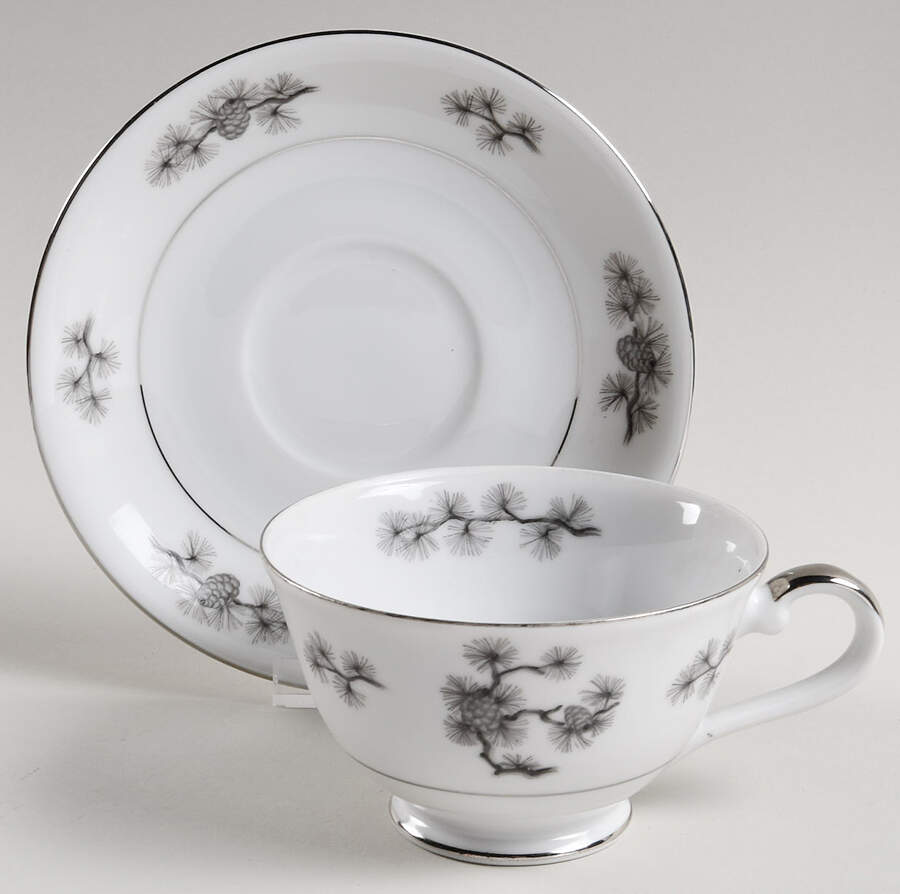Silver Cone Footed Cup & Saucer Set by Empress (Japan)-1