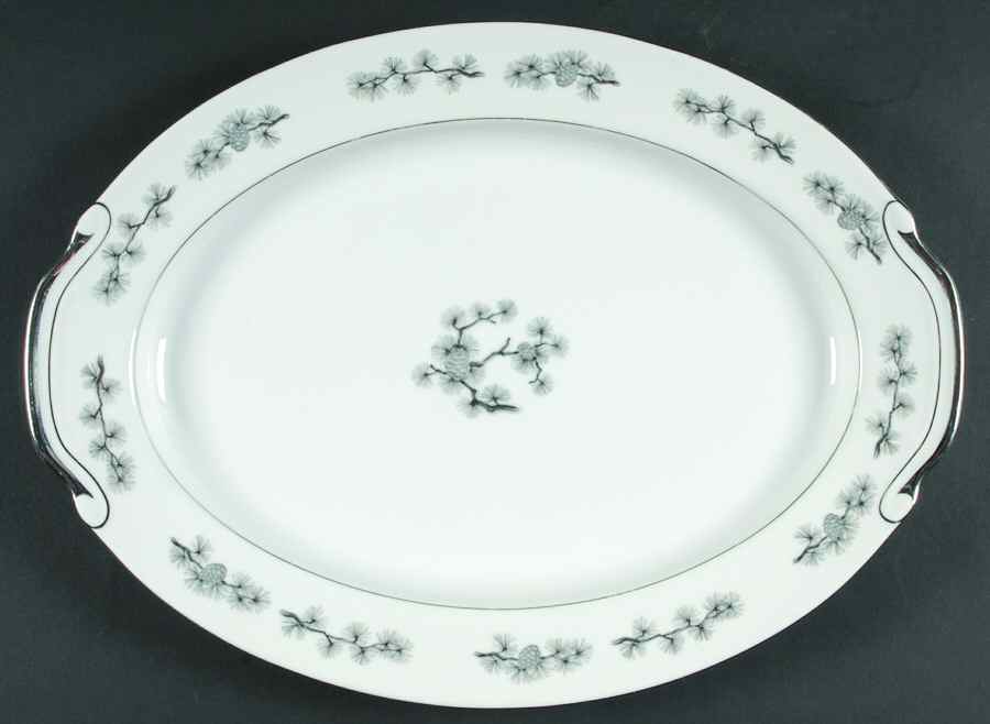 Silver Cone 16" Oval Serving Platter by Empress (Japan)-1