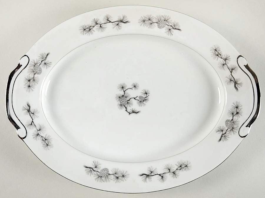 Silver Cone 11" Oval Serving Platter by Empress (Japan)-1