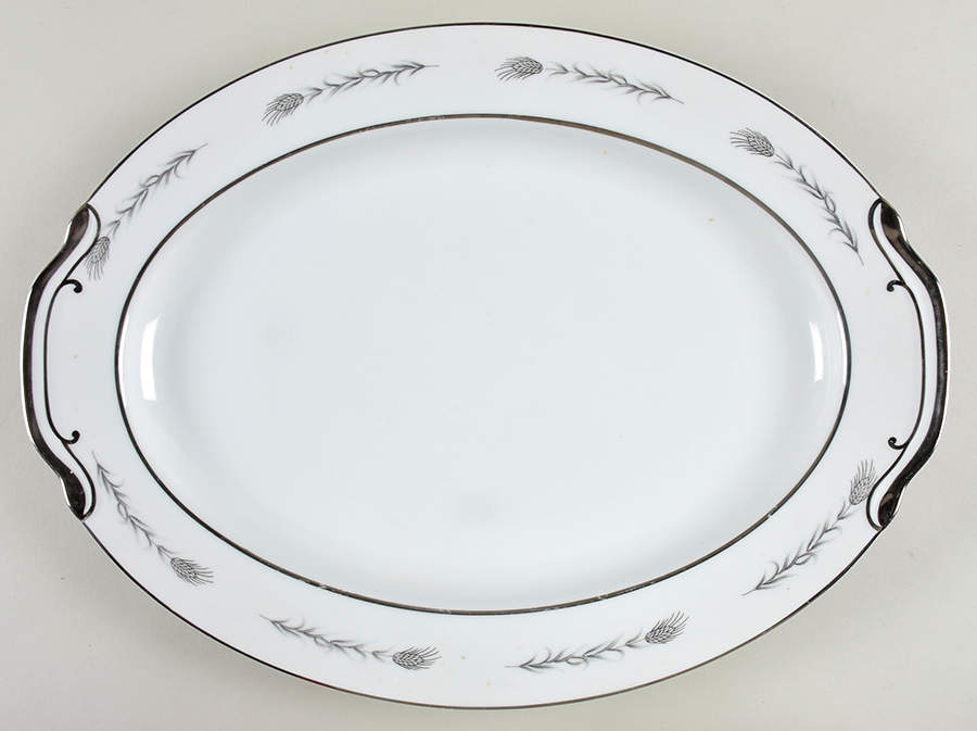 Silver Wheat (810) 16" Oval Serving Platter by Empress (Japan)-1