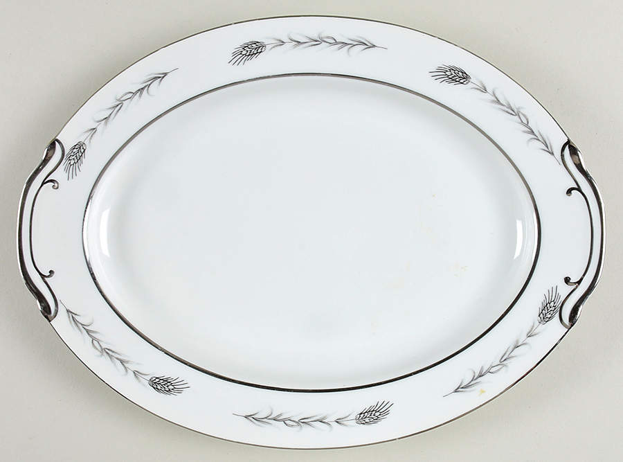 Silver Wheat (810) 12" Oval Serving Platter by Empress (Japan)-1